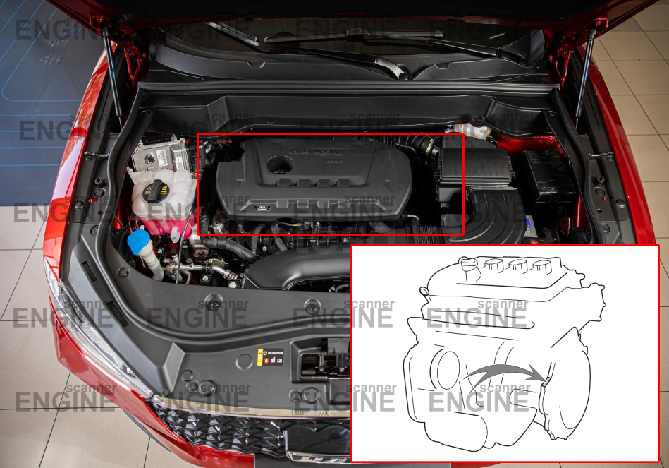 Где находится номер двигателя на Haval F7/F7x?